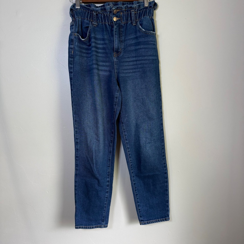 Wild Fable Paperbag Waist High Rise Tapered Mom Jeans Size 4 Medium Wash Blue